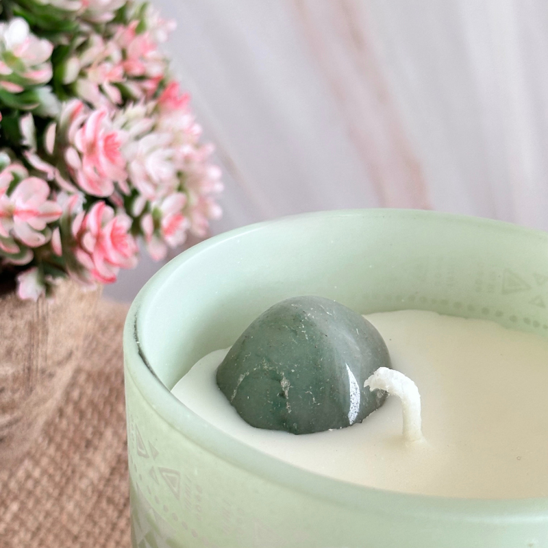 Vela Boho Árbol de la Vida con Piedra Jade 200gr
