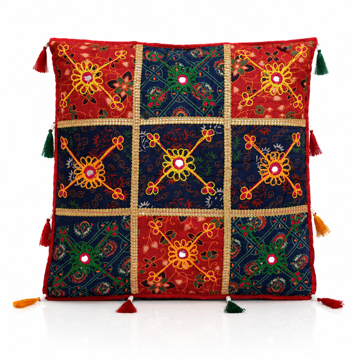 Cojin Patchwork Indio Cuadrado Mediano