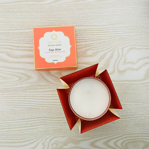 Vela Ayurveda de Dos Mechas Salvia Blanca y Menta