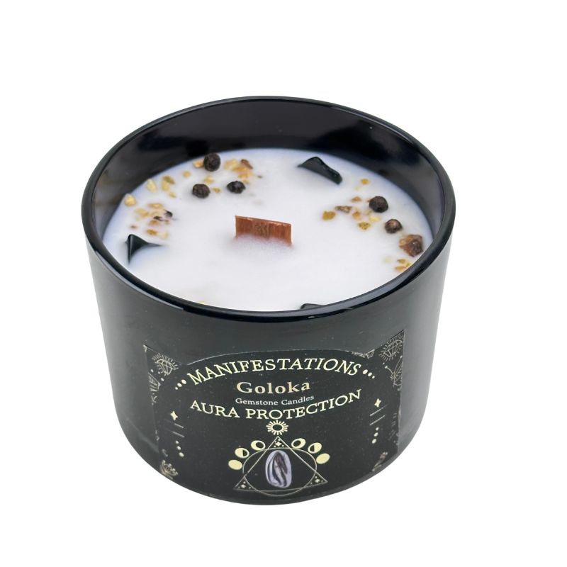 Vela Pachuli con Obsidiana Negra - Protección del Aura