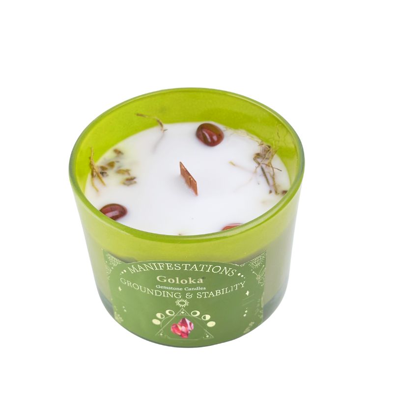 Vela Vetiver con Jaspe Rojo - Grounding y Estabilidad