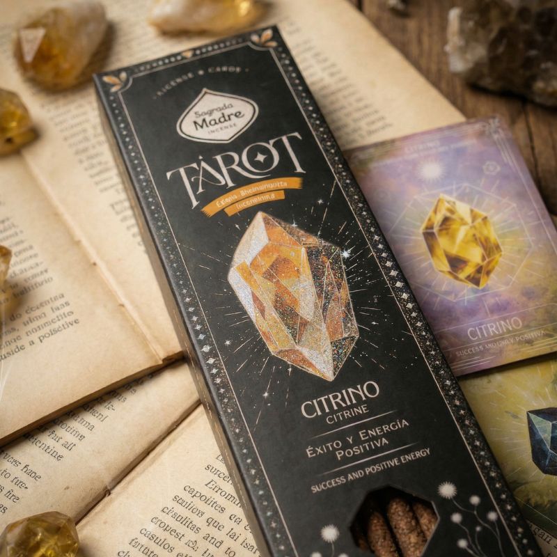 Sahumerio Tarot Gemas Citrino Naranja Especias