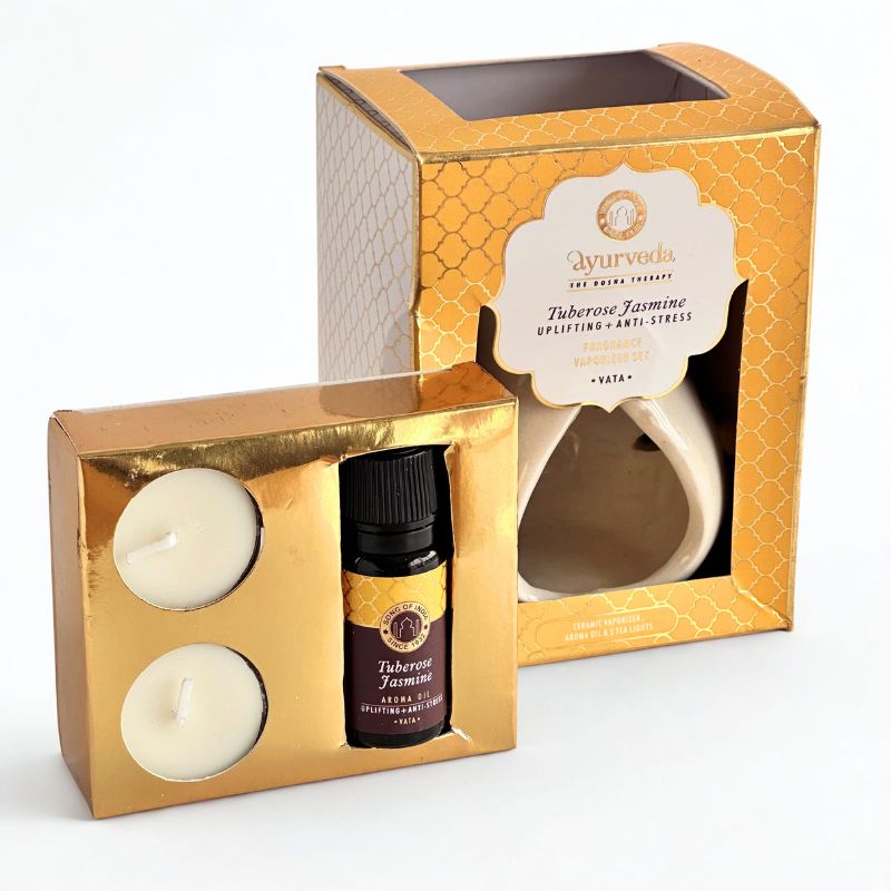 Kit Difusor de Cerámica Ayurveda Flor de Jazmín