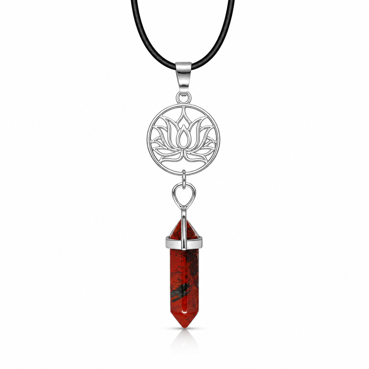 Colgante Lotus de Punta Jaspe Rojo