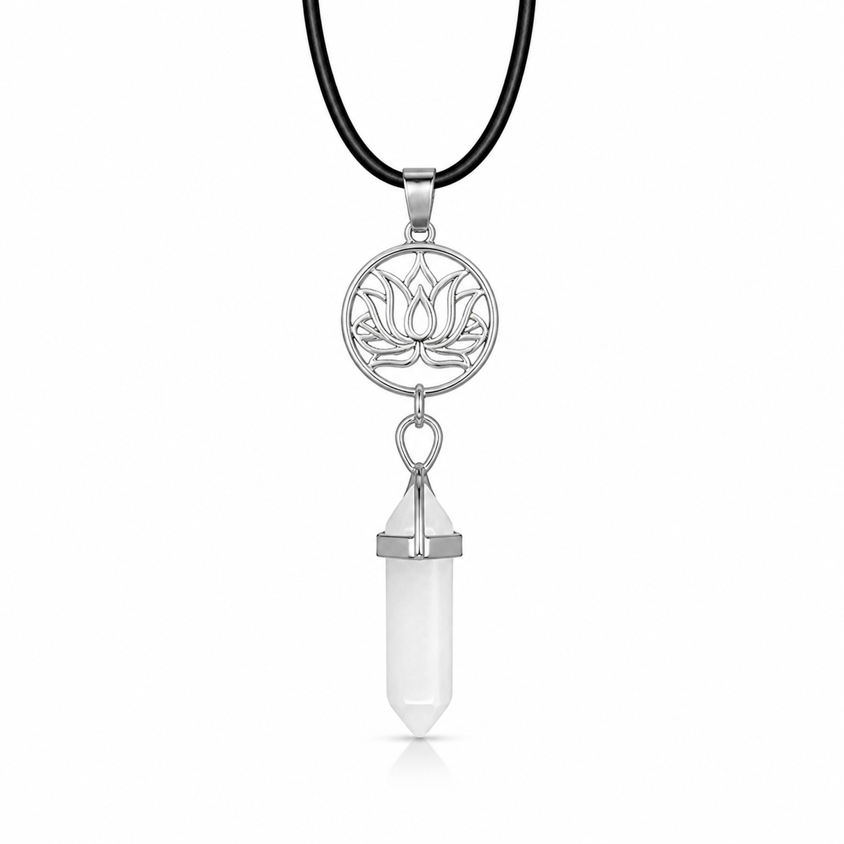 Colgante Lotus de Punta Cuarzo de Cristal