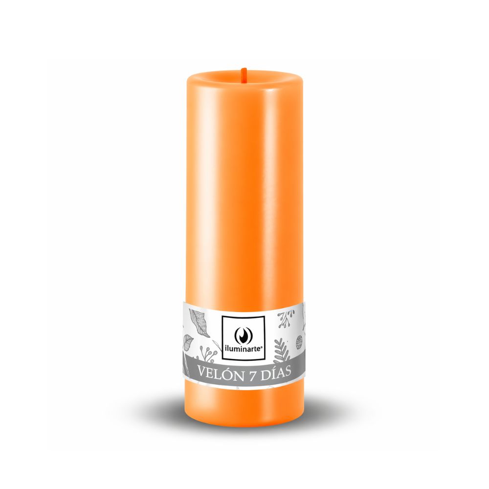 Velón Liso 7 Días Naranja