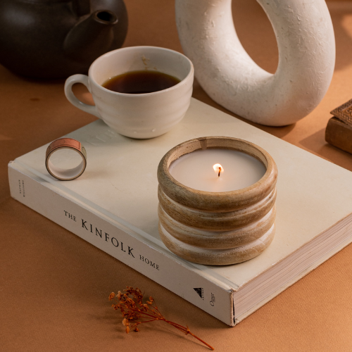 Vela Rayada Madera de Jazmin Radiante