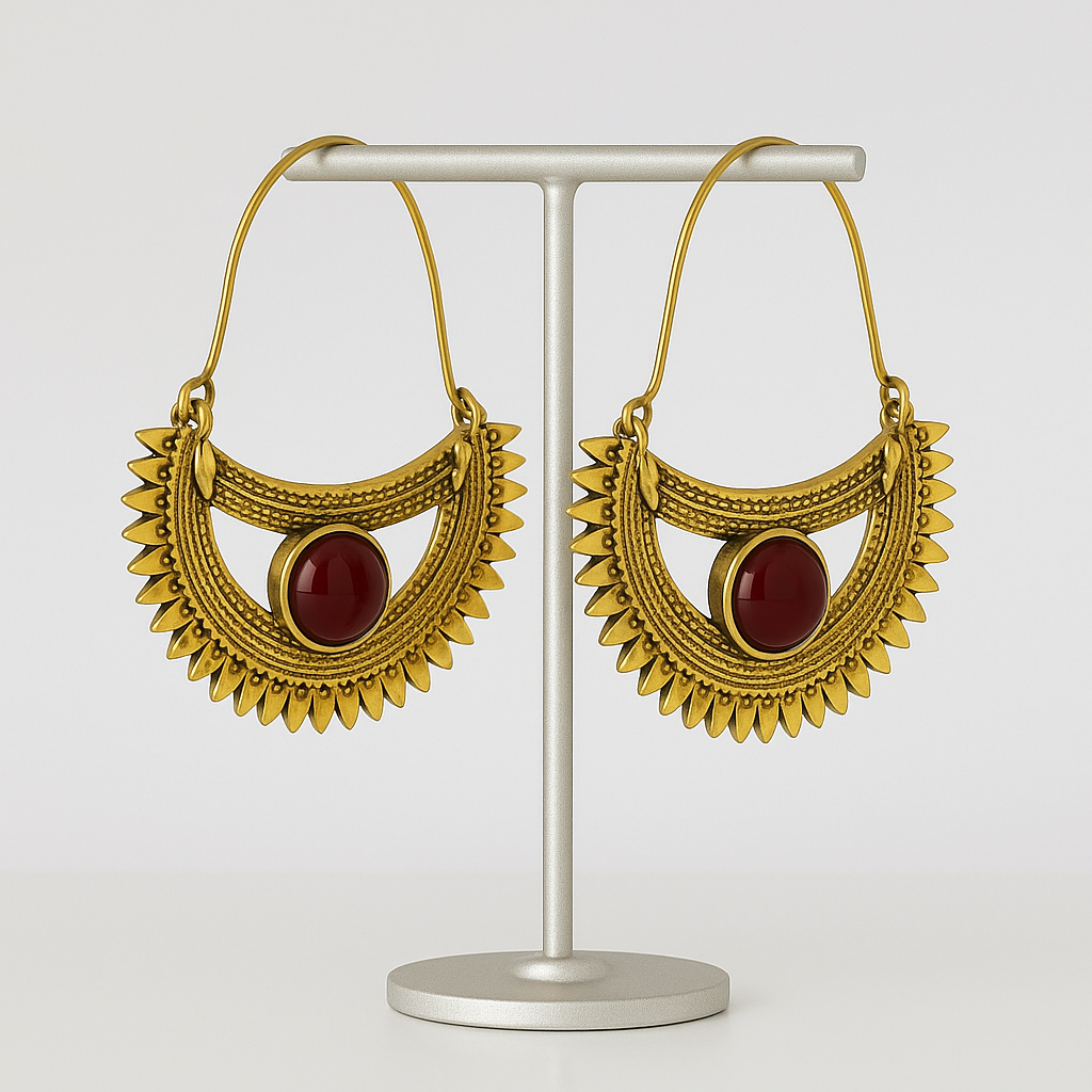 Aros Dorados Isis Jaspe Rojo