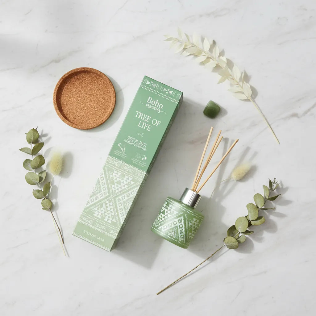 Difusor de Varilla Boho Árbol de la Vida con Piedra Jade