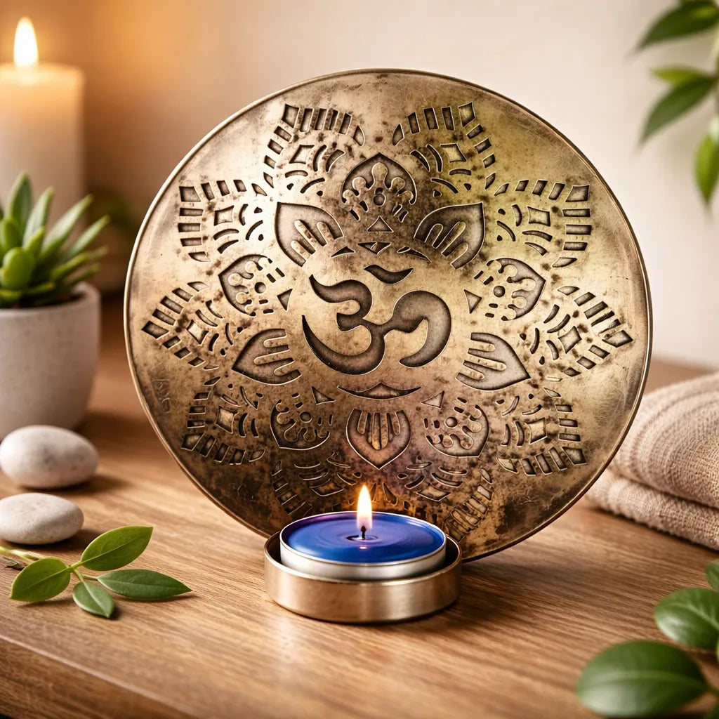 Porta Vela de Pared Flor OM Plateado Pequeño