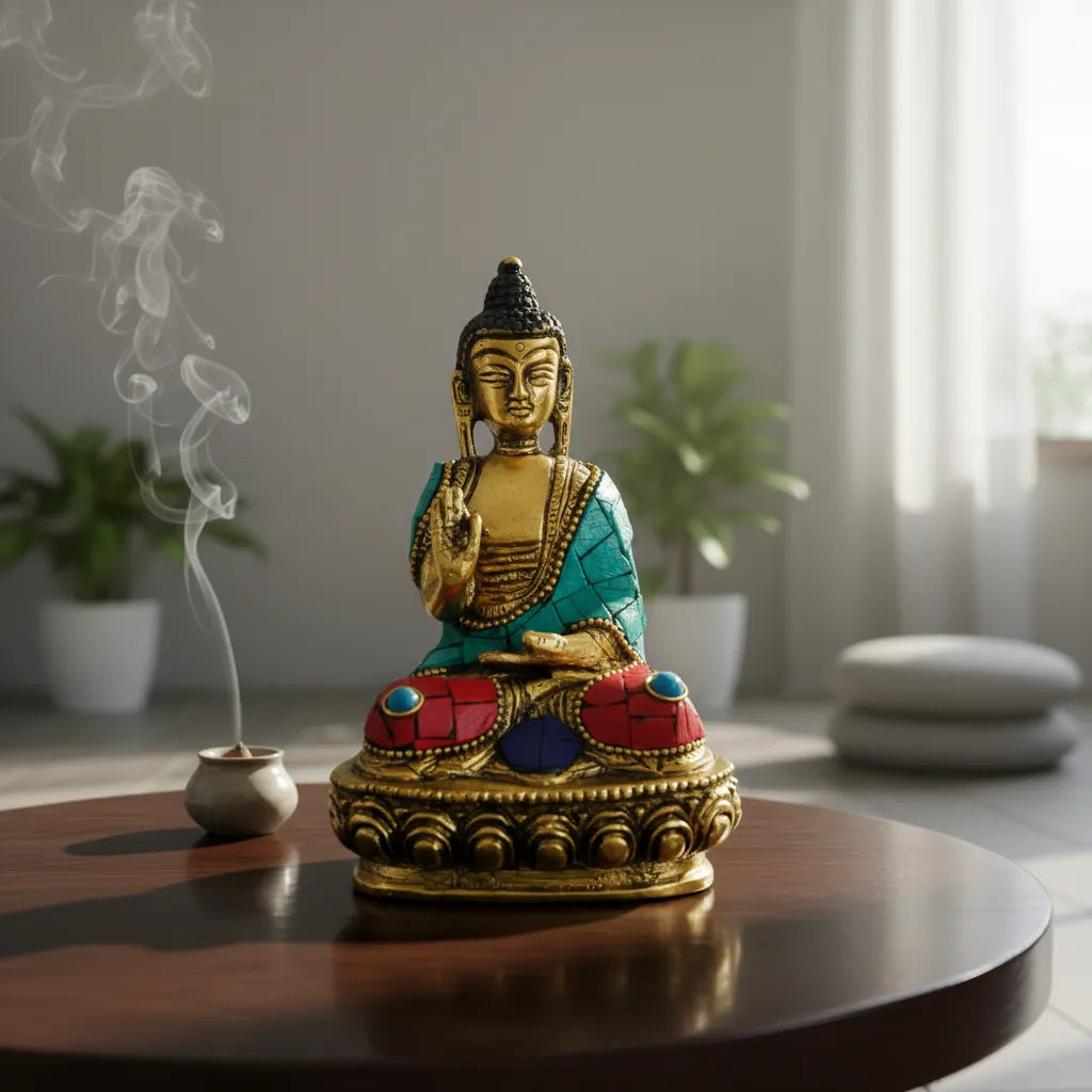 Buda Siddhartha Bronce con Piedras 13 cm