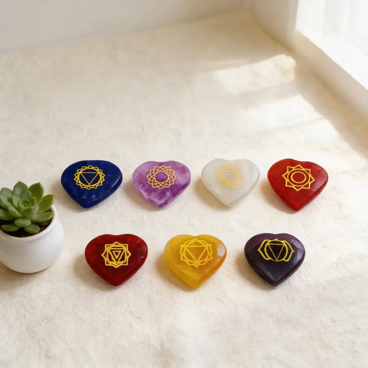 Piedras 7 Chakras Corazones