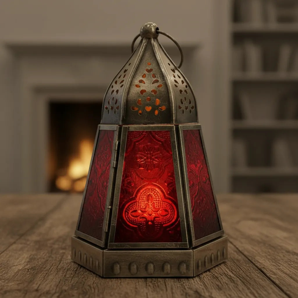Porta Vela Farol Encantado Rojo