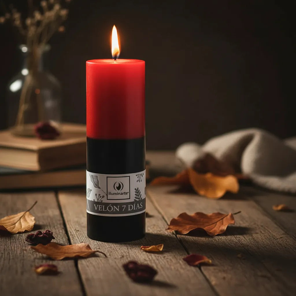Velón Liso 7 Días Rojo Negro - Pompa Gira