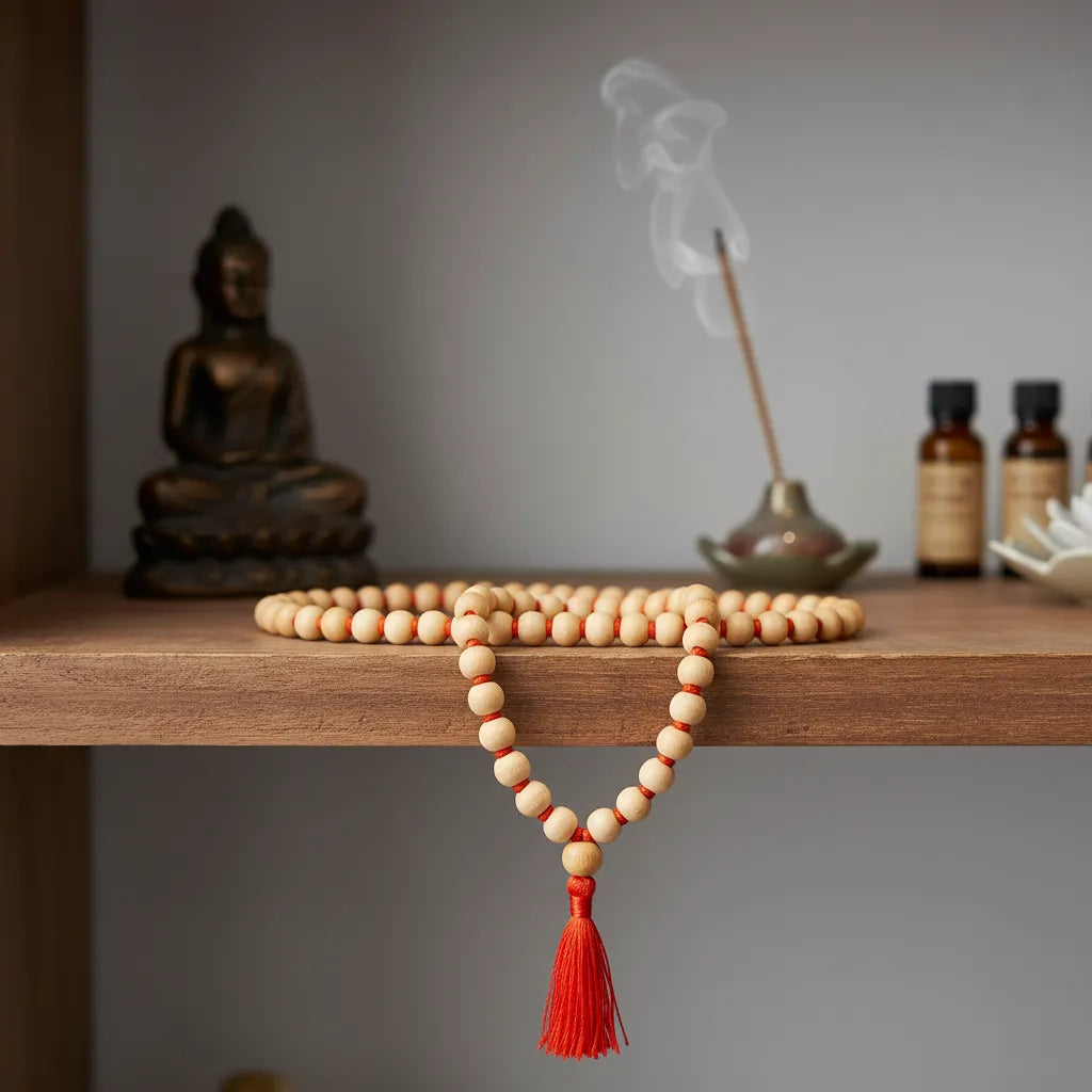 Japa Mala Anudada Naranja 8mm