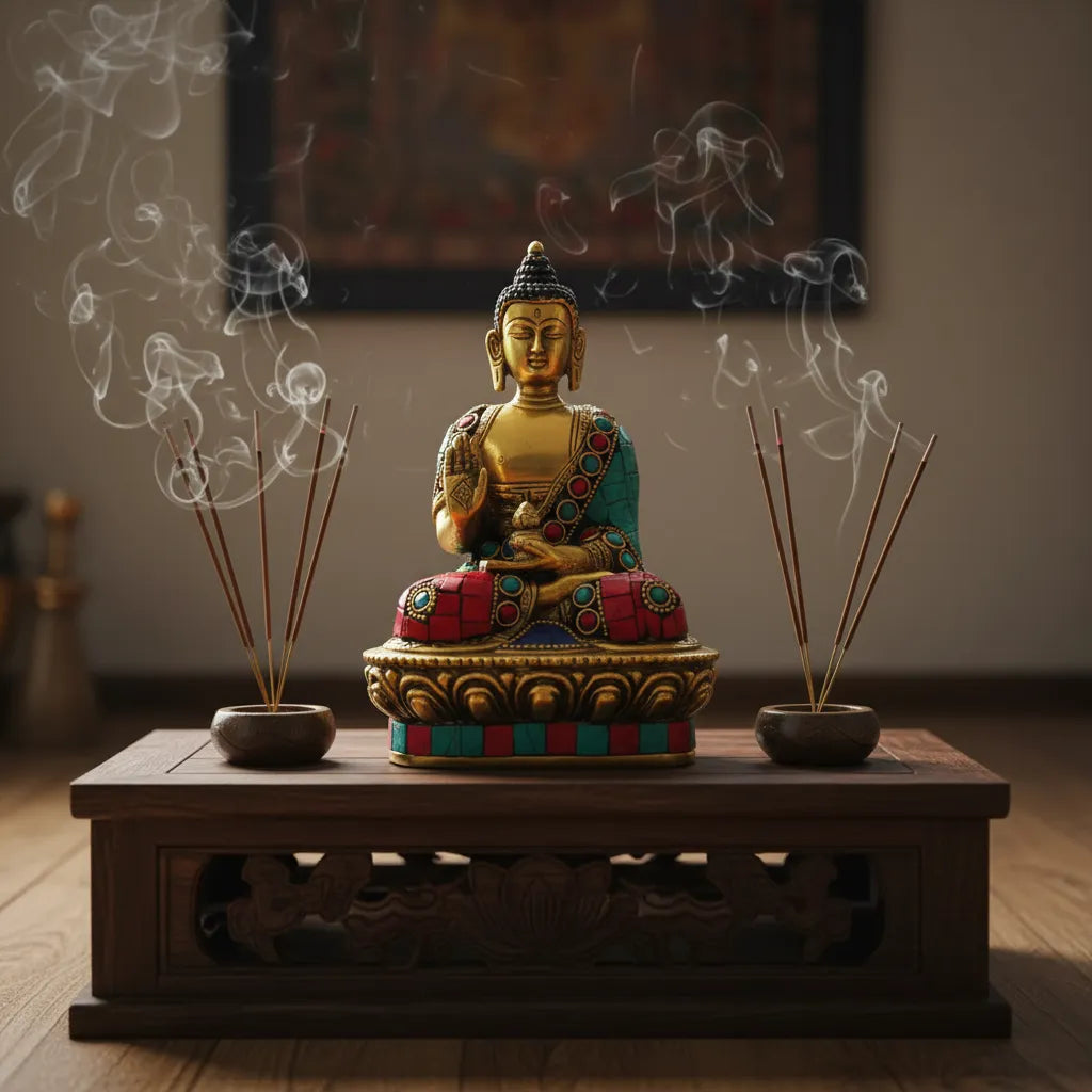 Buda Siddhartha Bronce con Piedras 18 cm