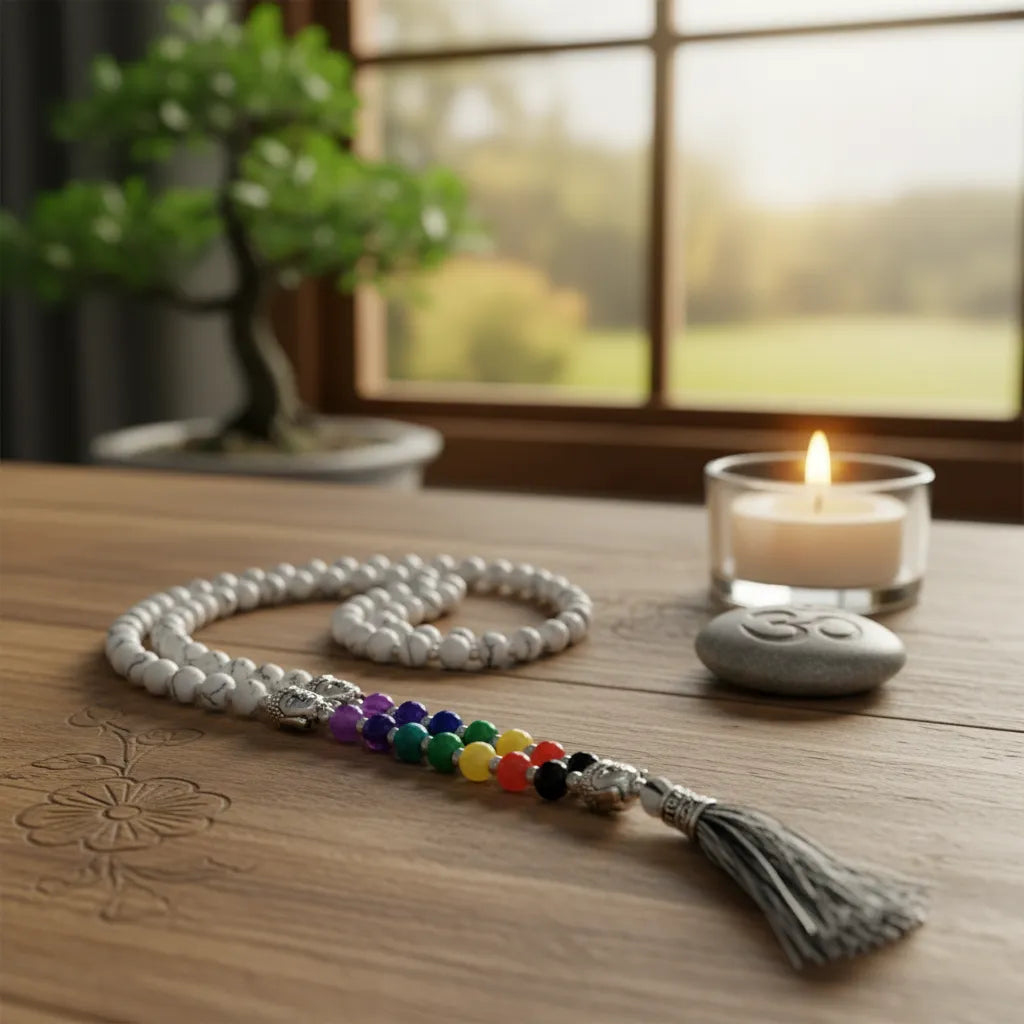Japa Mala Buda Howlita 6mm