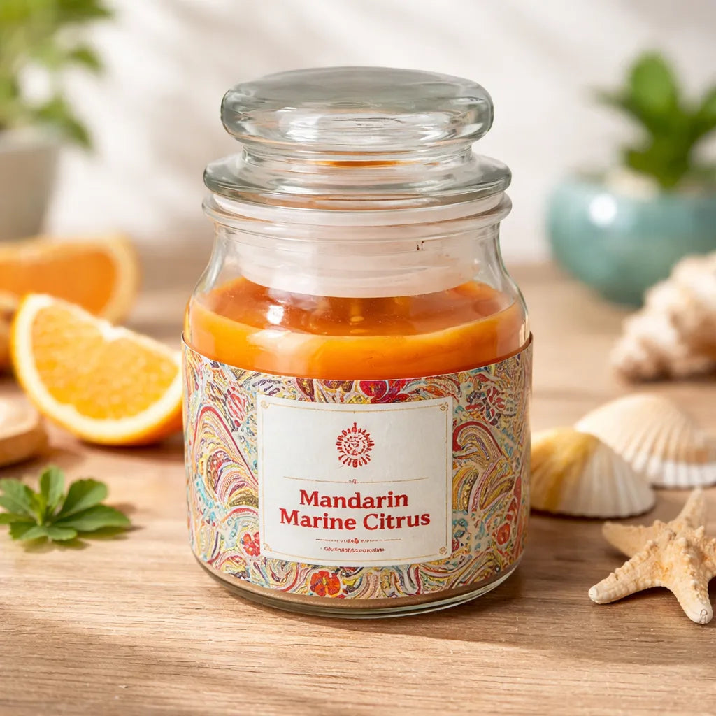 Vela Tapa Vidrio - Mandarina Marina