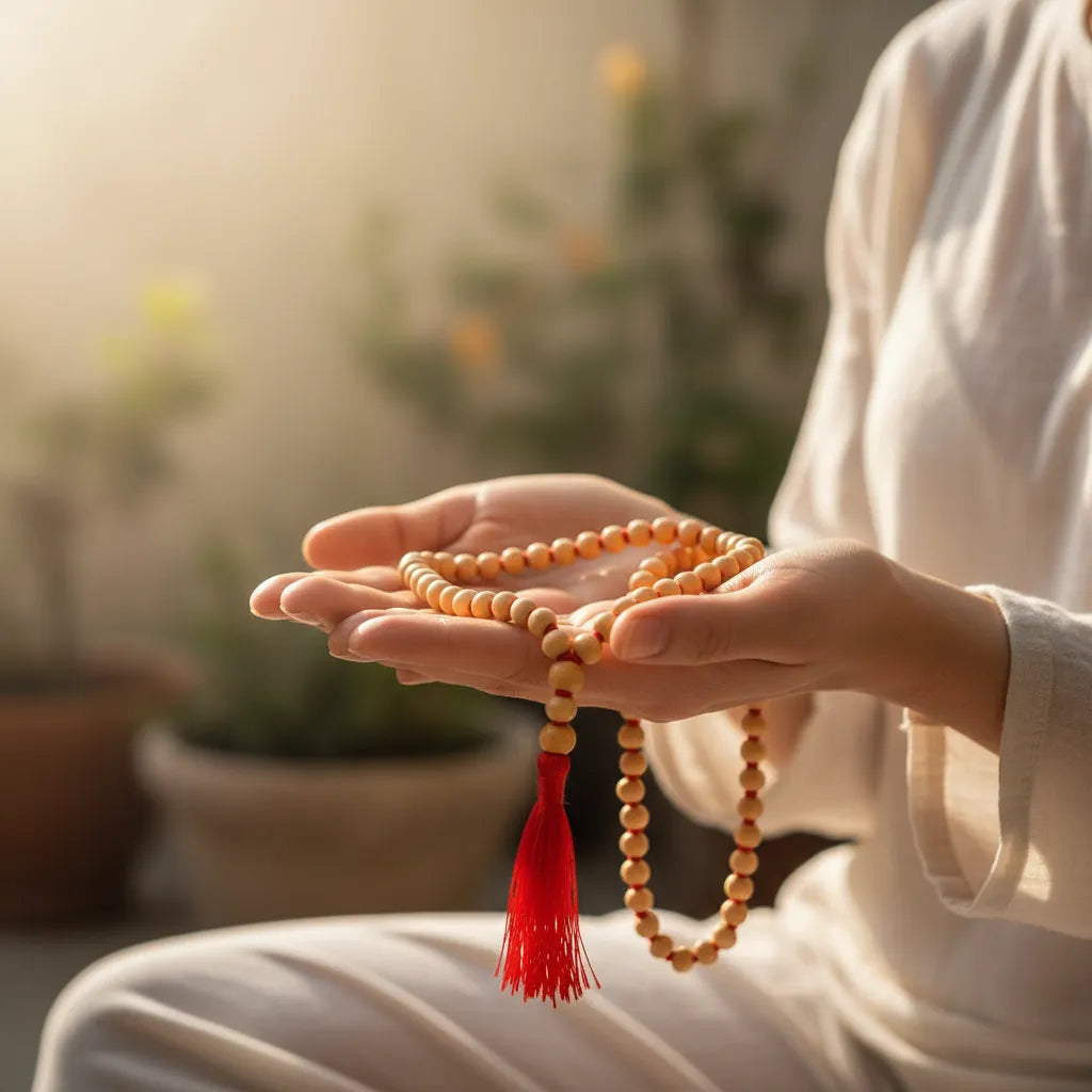 Japa Mala Anudada Naranja 8mm