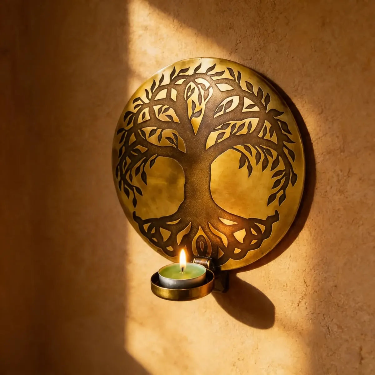 Porta Vela de Pared Árbol de la Vida Gold Pequeño