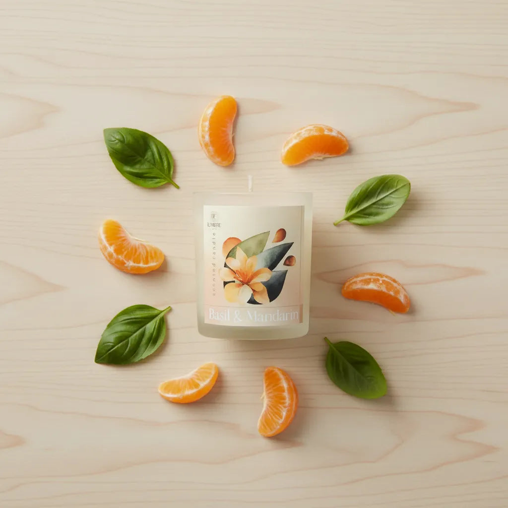 Vela Vaso Albahaca y Mandarina 60gr