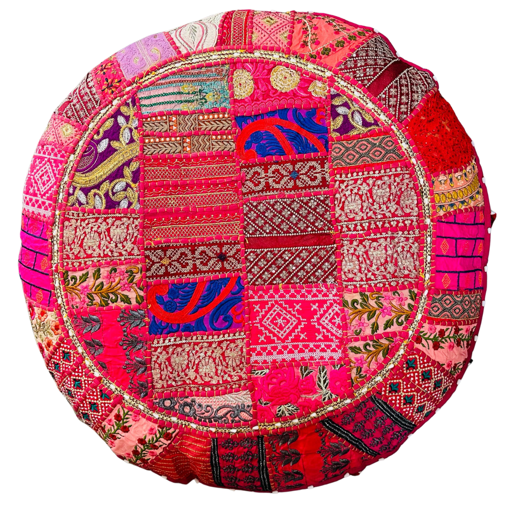 Cojin de Suelo Rosado Boho Redondo XL