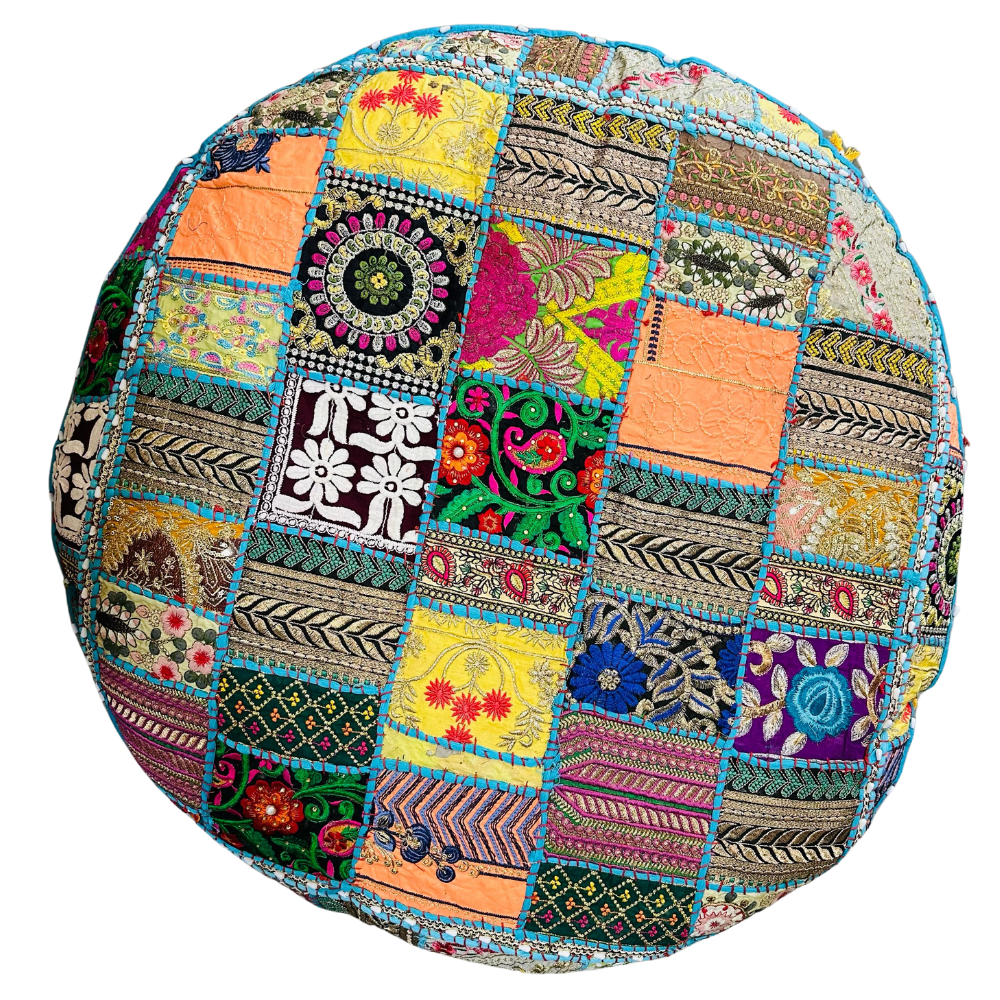 Cojin de Suelo Celeste Boho Redondo XL