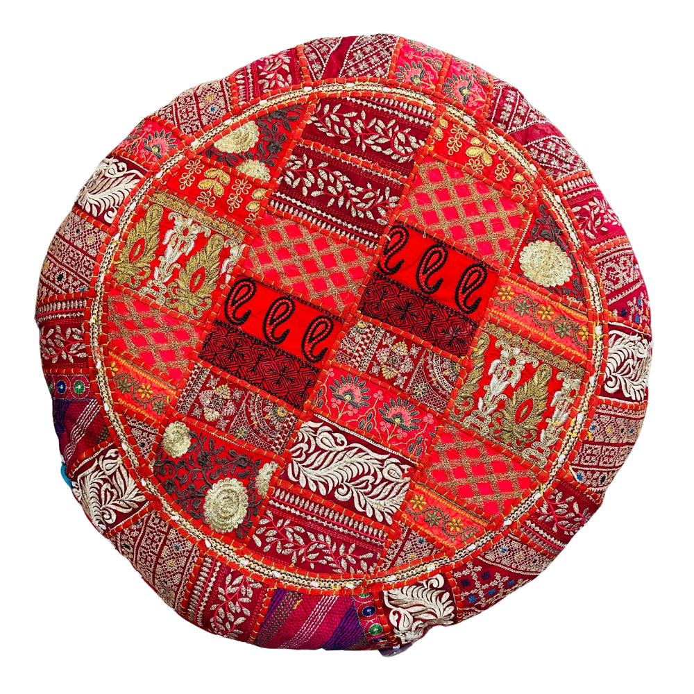 Cojin de Suelo Rojo Boho Redondo XL
