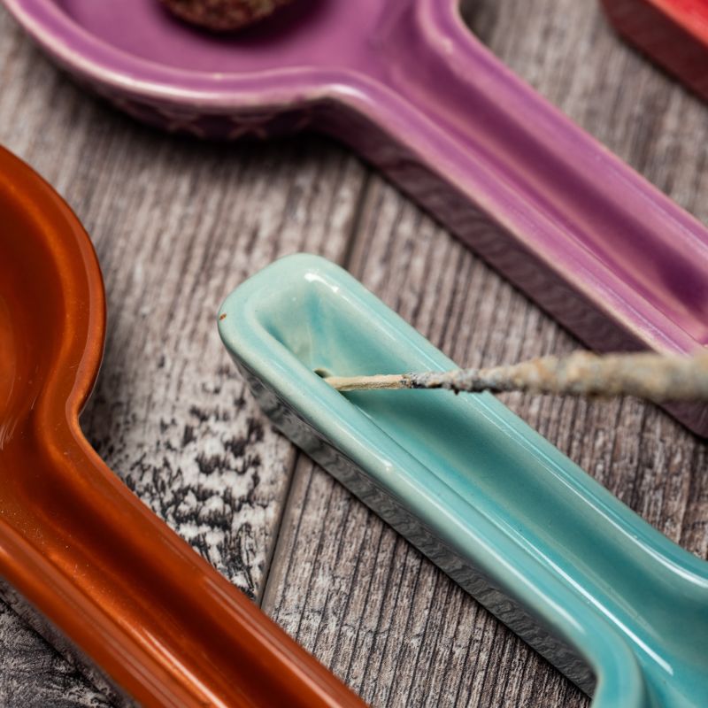 Sahumador Porta Incienso Esmaltado Celeste