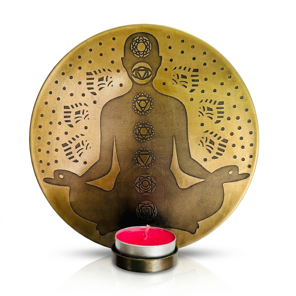 Porta Vela de Pared Chakra Meditación Dorado Pequeño