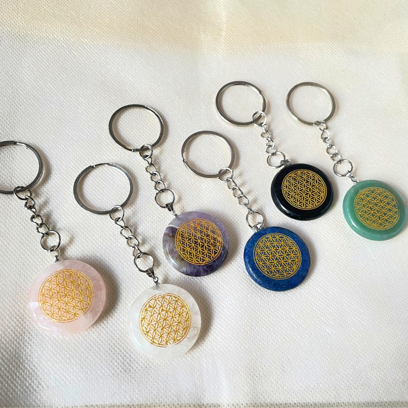 Llavero Piedra Jade - Flor de la Vida