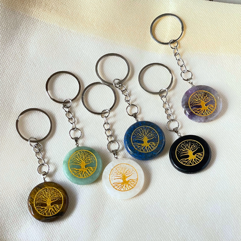 Llavero Piedra Cuarzo - Árbol de la Vida