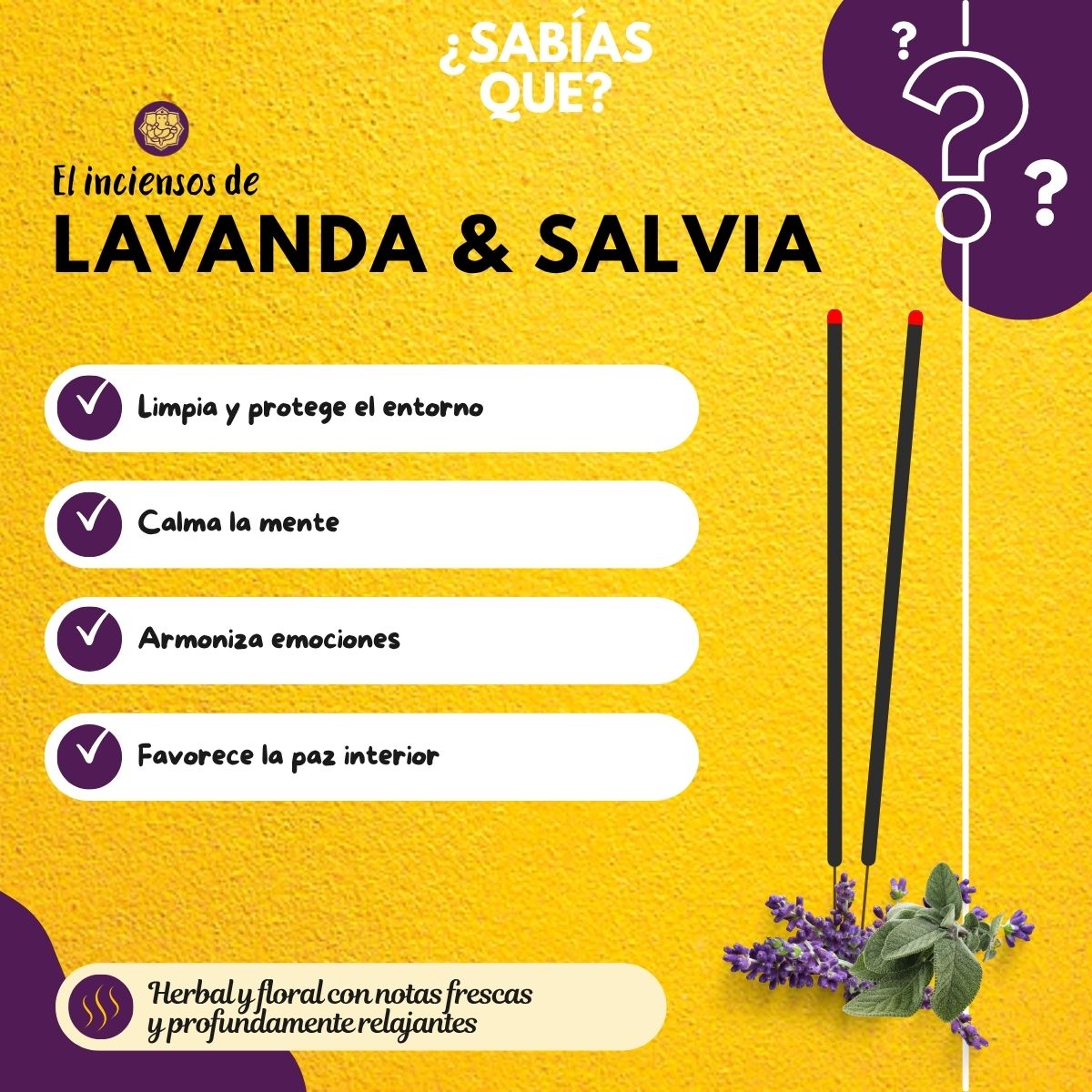 Incienso Cascada Salvia Blanca + Lavanda 10Conos