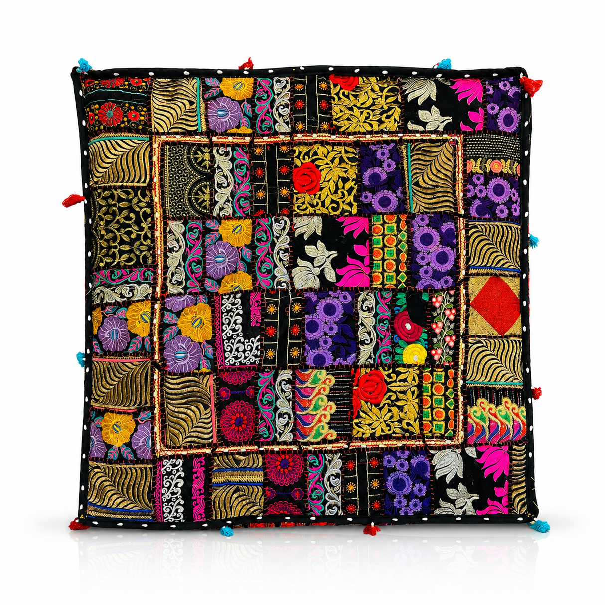 Cojin de Suelo Patchwork Negro Extra Grande