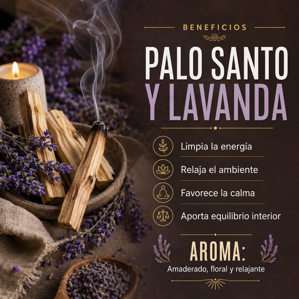 Stick de Palo Santo con Lavanda