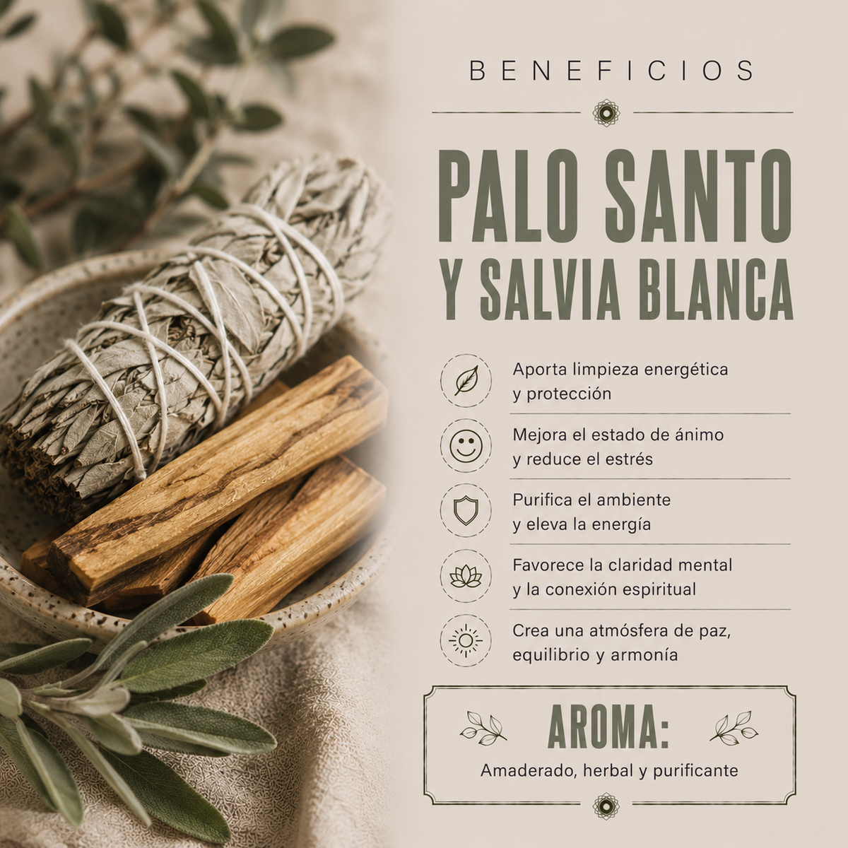 Incienso Salvia Blanca + Palo Santo