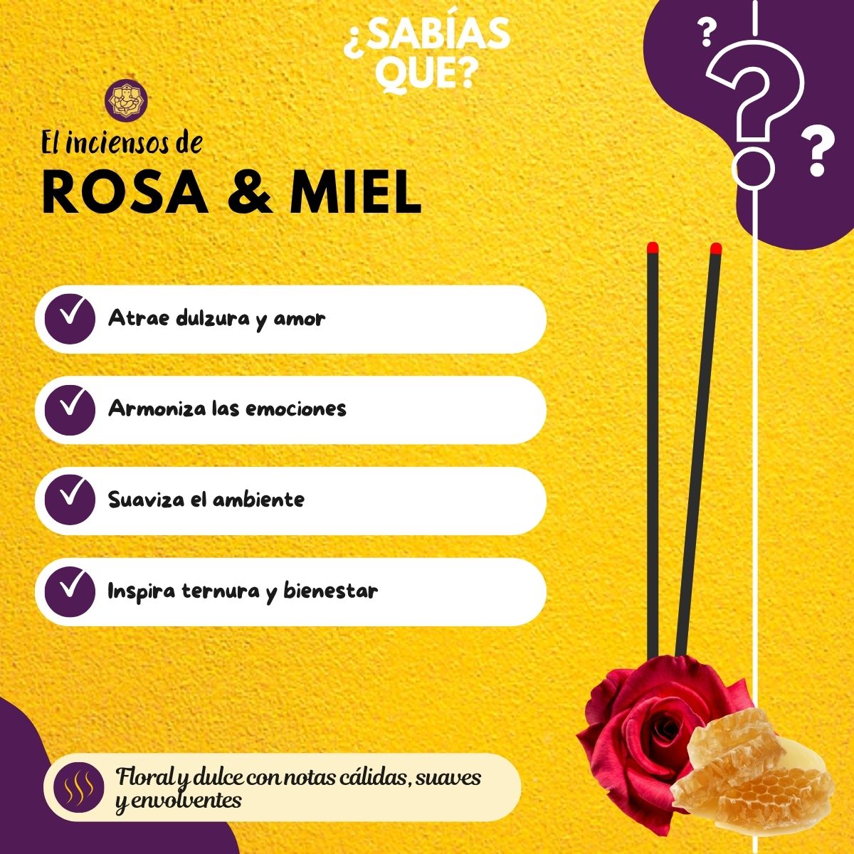 Incienso Temple Bells Rosa + Miel