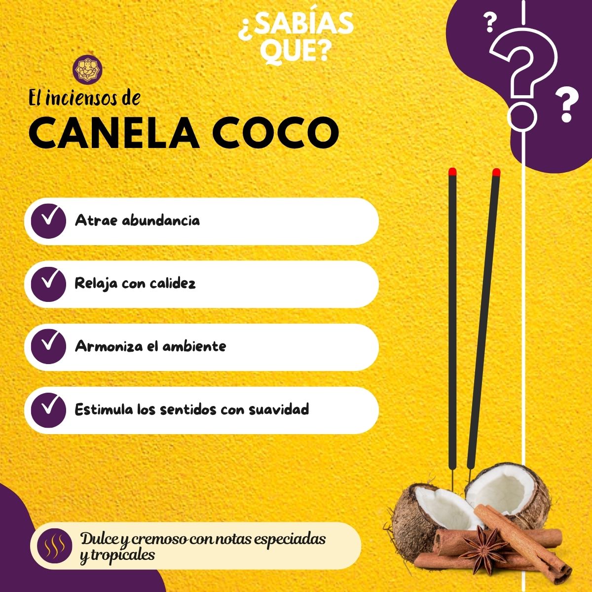 Incienso Coco Canela