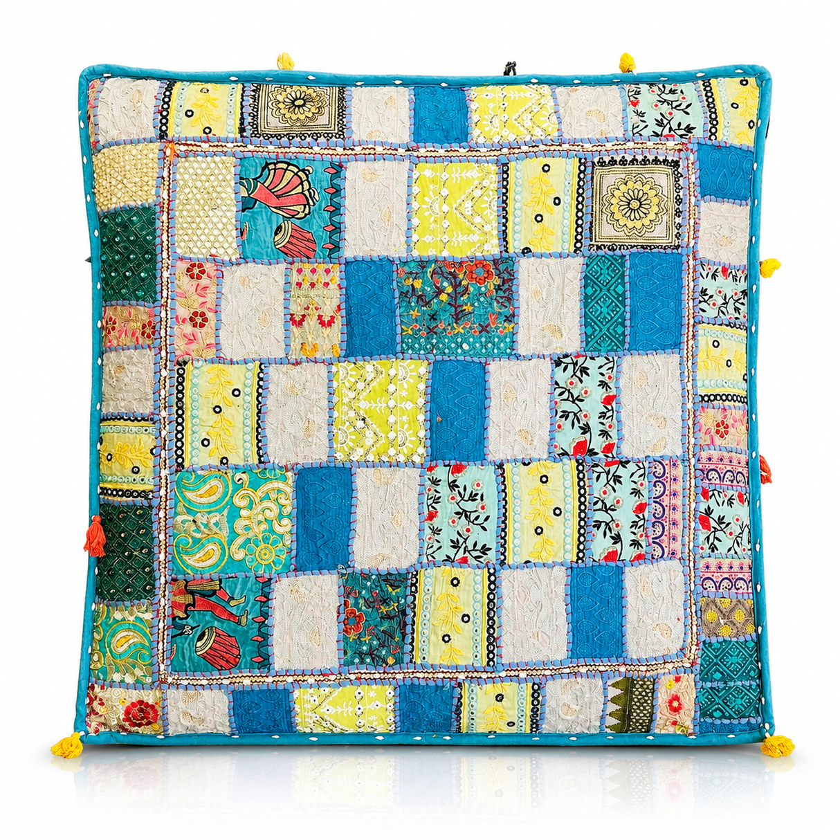 Cojin de Suelo Patchwork Celeste Extra Grande