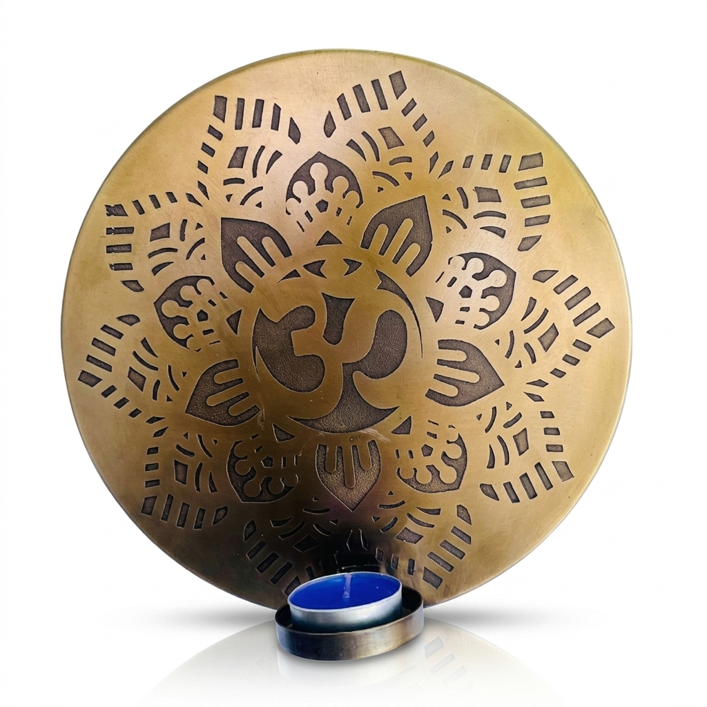 Porta Vela de Pared Flor Om Dorado