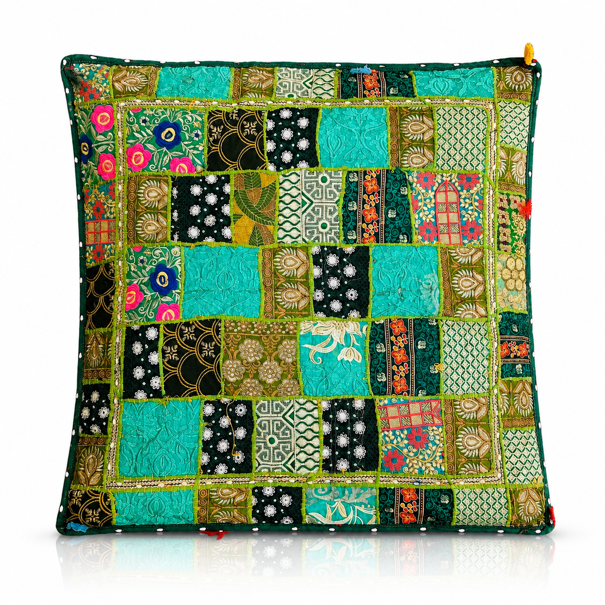 Cojin de Suelo Patchwork Verde Extra Grande