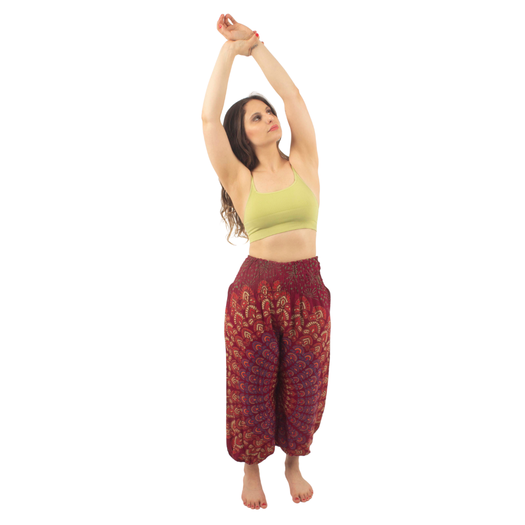 Pantalon Arya Burdeo con Azul