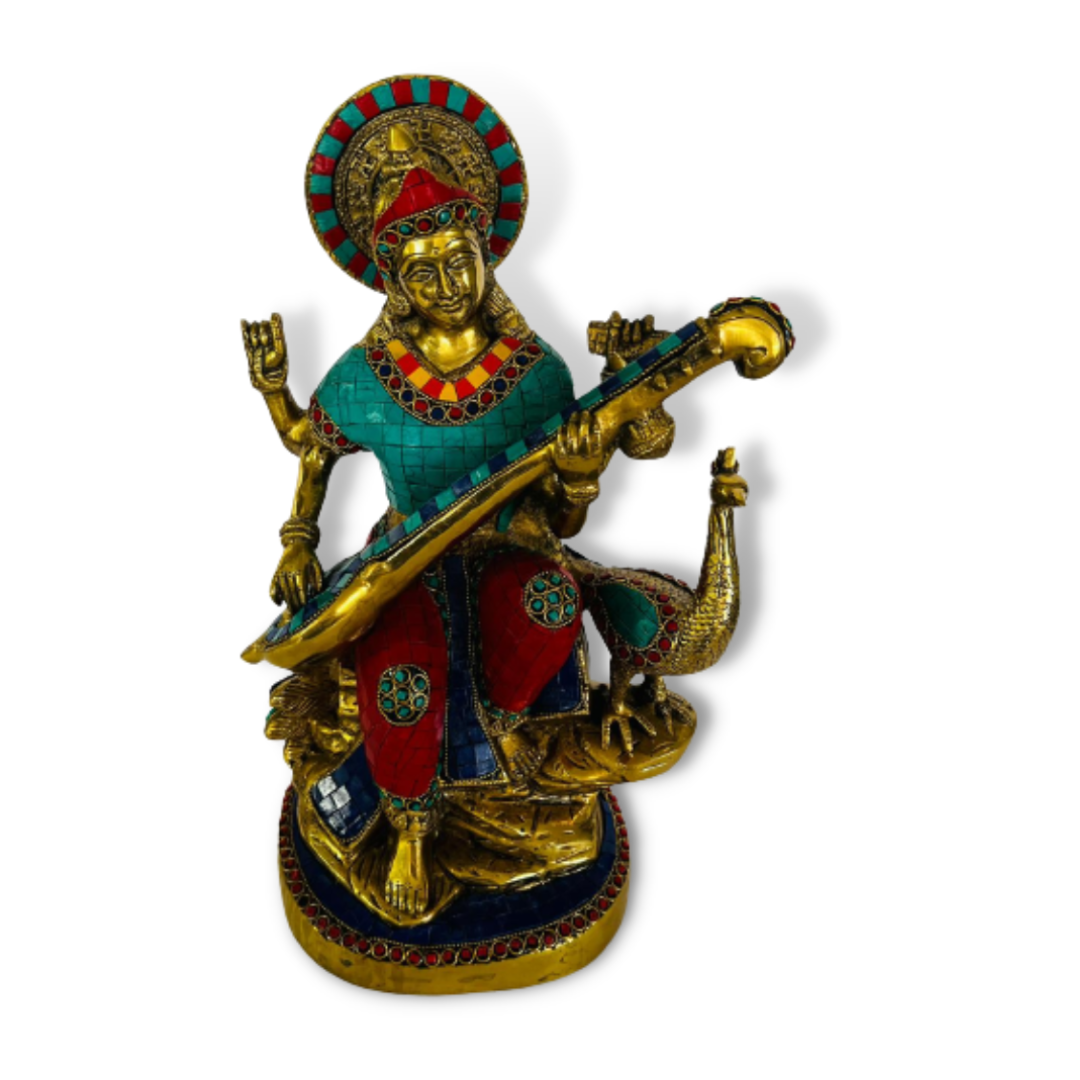 Saraswati Bronce con Piedras 38 cm