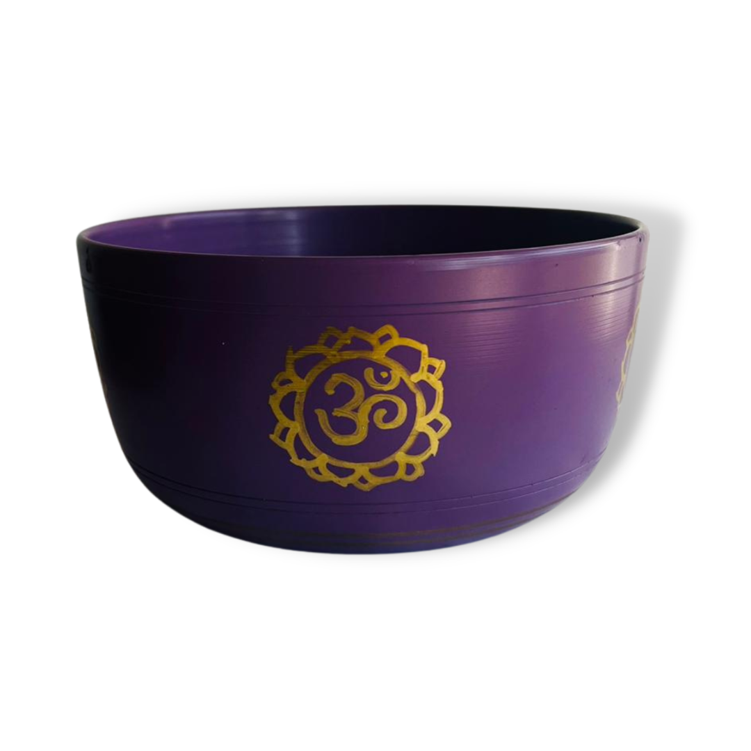 Box Cuenco Tibetano Morado OM 18cm