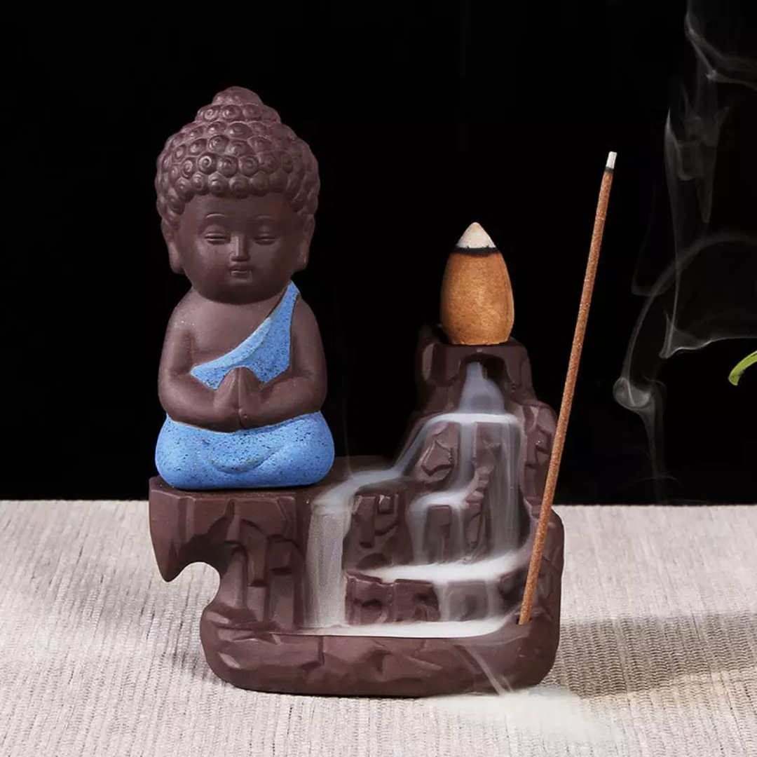 Porta Incienso Cascada Mini Buda Siddharta Azul