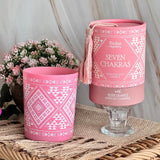 Vela Boho 7 Chakras con Piedra Cuarzo Rosa 200gr