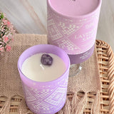 Vela Boho Lavanda Salvia con Piedra Amatista 200gr