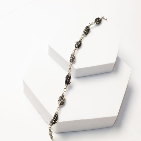 Pulsera Tejido Alpaca Piedra Turmalina Negra