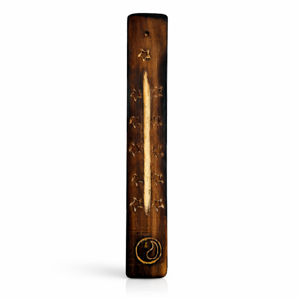 Tabla Porta Incienso Madera Ying Yang Estrella