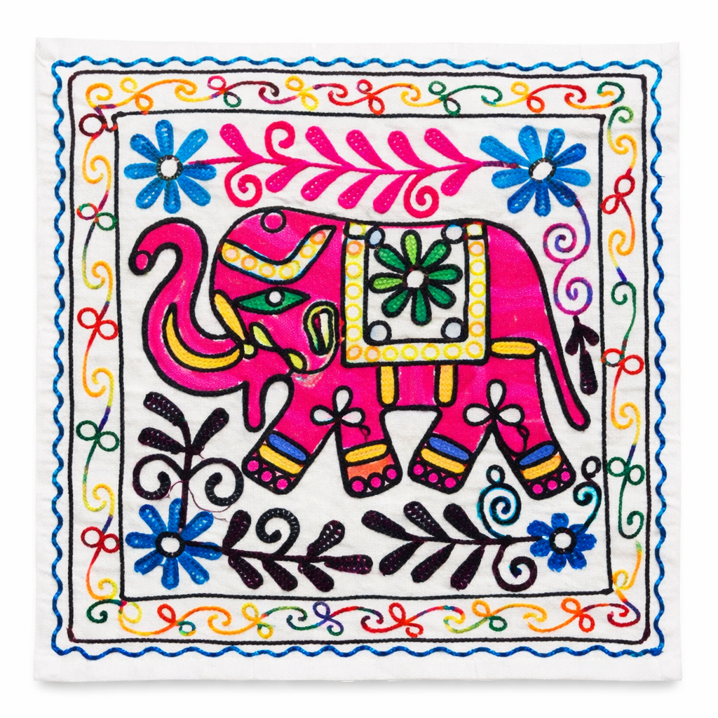 Funda de Cojín Elephant Rosado y Morado